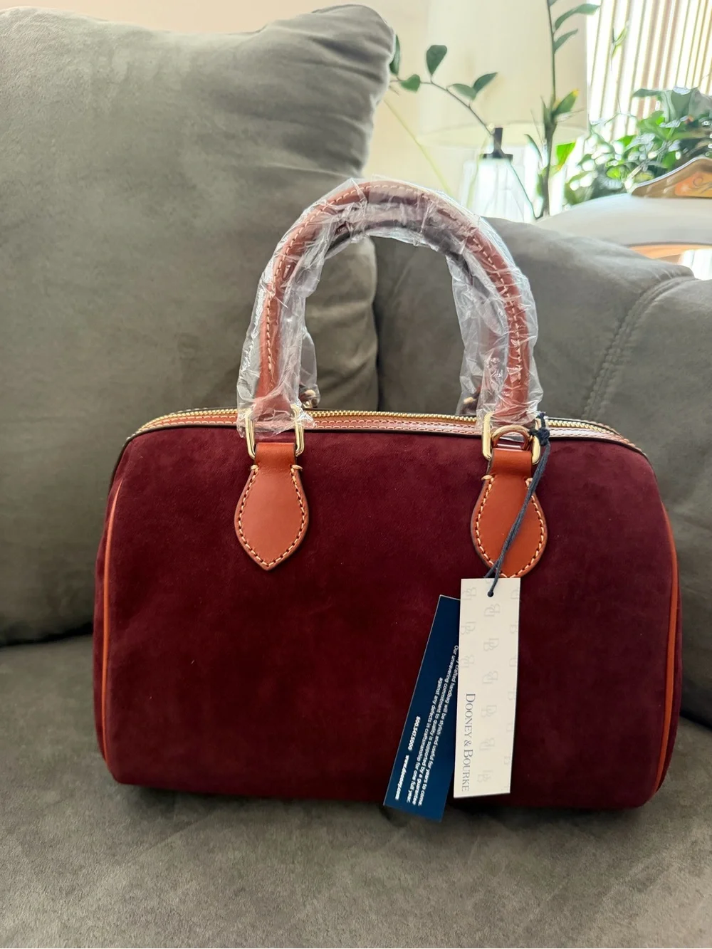 Dooney & Bourke Burgundy Suede Satchel